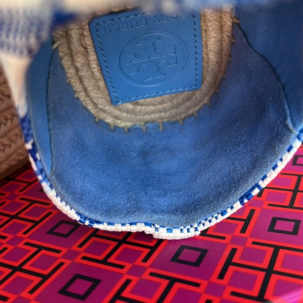 TORY BURCH Florence plaid platform espadrilles shoes size 9,5